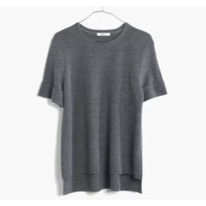 NWT Madewell Gray Short Sleeve Sweater XS Wool Crew Neck Casual Fall Winter